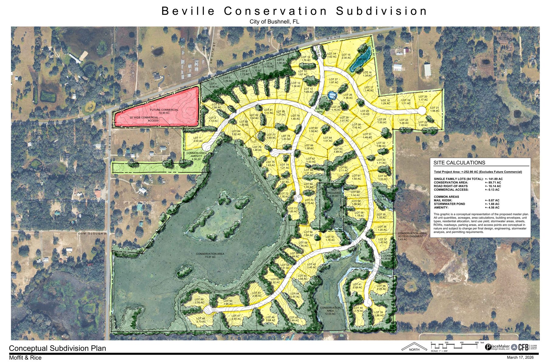 Applicant's conceptual subdivision plan for Beville Ranch: 84 lots packed onto one rural parcel